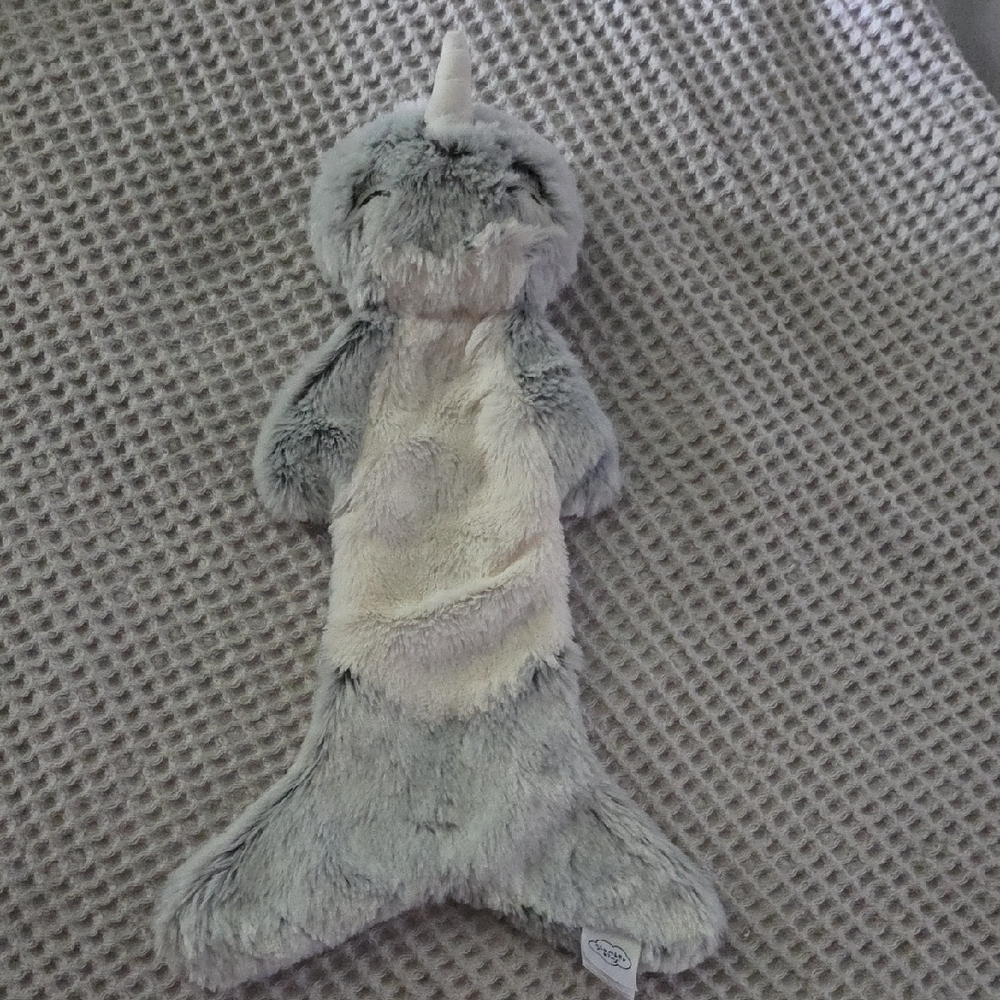 Plush Narwhal Stuffed Animal Slumberkins - Gray and Cream